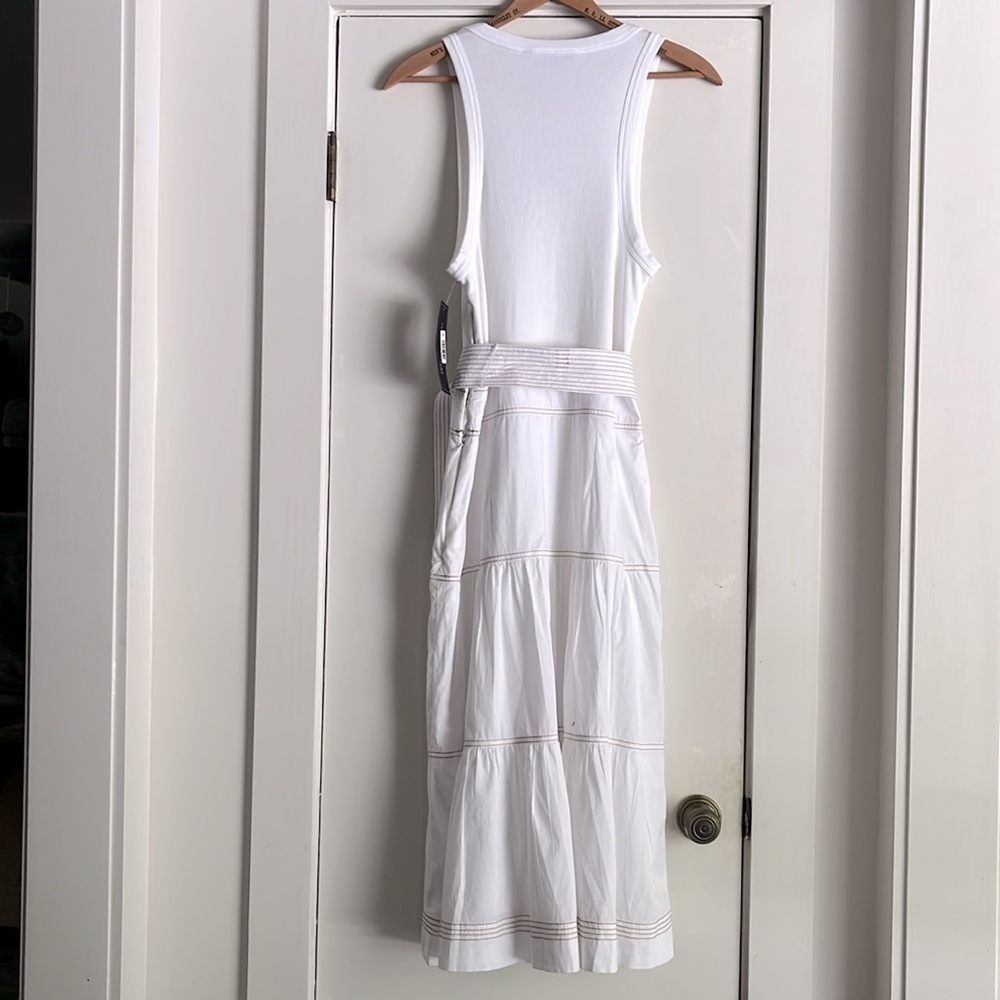 NWT Veronica Beard Austyn White Tiered Belted Midi Dress L - Picture 5 of 12